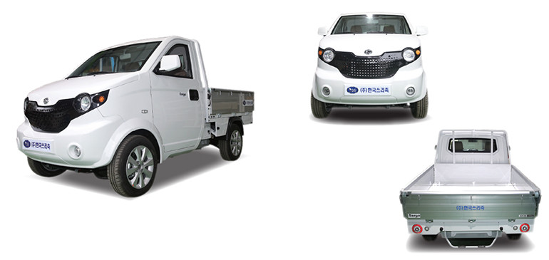 한국쓰리축이 2022년 자율주행기술이 적용된 적재중량 0.5톤 전기트럭을 선보일 예정으로 개발에 박차를 가하고 있다. 여러 각도의 전기트럭 모습. 현재는 개발단계다.