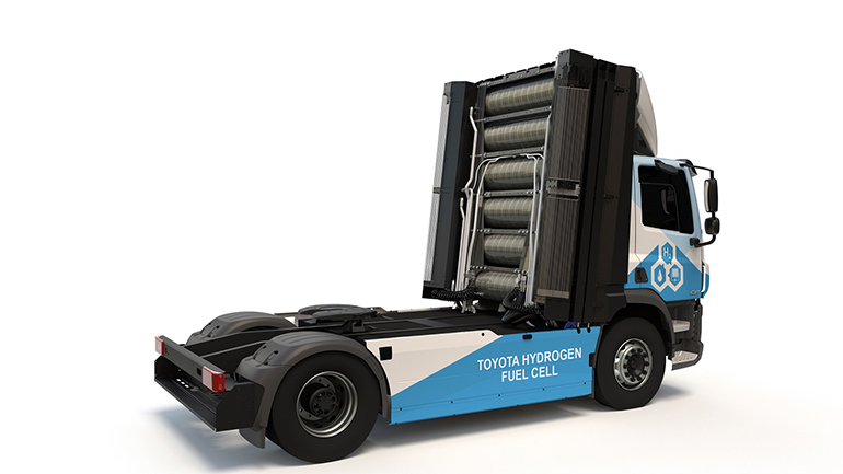 도요타의  연료전지모듈을 통해 수소트럭으로 개조된 트럭