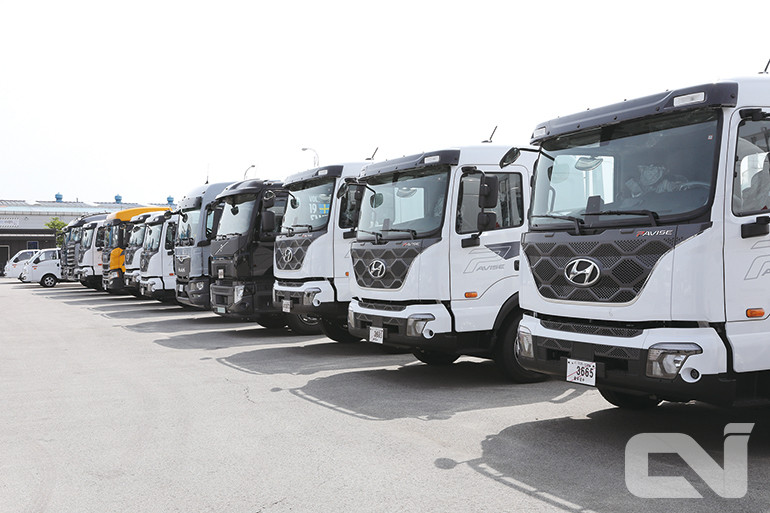 국내 준대형 트럭시장을 이끌고 있는 현대차 파비스 등이 나열돼 있는 모습.