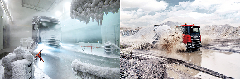 혹한, 험로 등 스카니아 트럭의 가혹한 테스트 모습