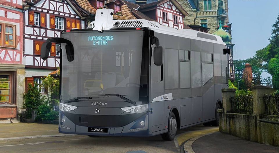 세계 최초로 레벨4 자율주행 버스로 운행될 카잔의 e-ATAK.  사진 : KARSAN