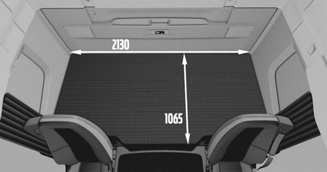 새롭운 설계를 통해 기존 대비 확장된 볼보FH 글로브트로터 XXL캡의 침대 사이즈. 