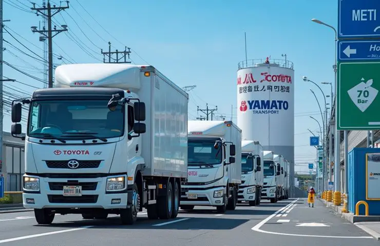 일본에서 테스트를 진행 중인 도요타 수소트럭의 모습. 