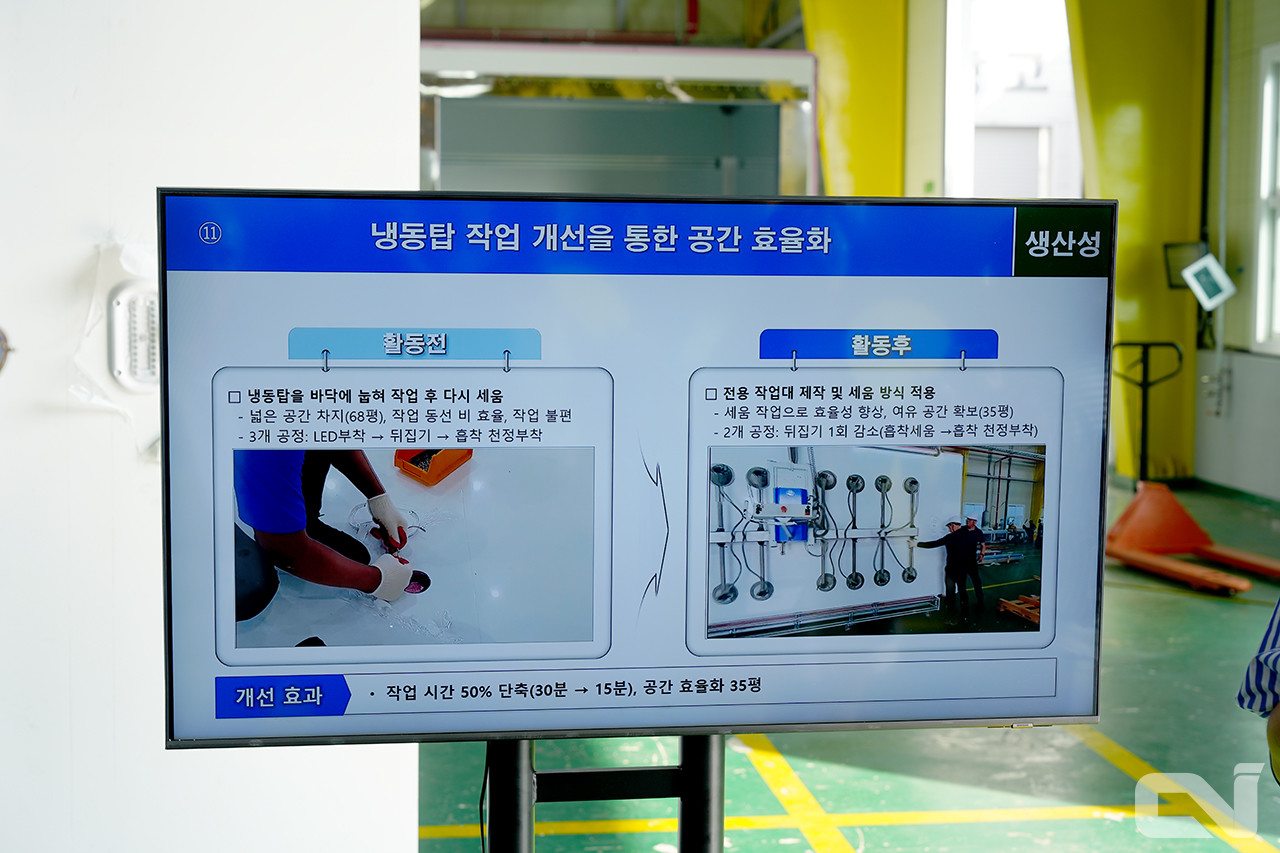 공정 재배치와 작업 공간 개선을 통해 작업 시간을 단축하고 공간 효율도 높였다.