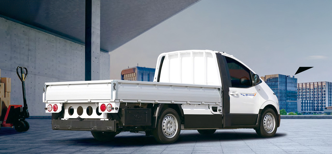 ST1의 섀시캡을 활용해 개발한 한국쓰리축의 '뉴 ST1' 카고트럭