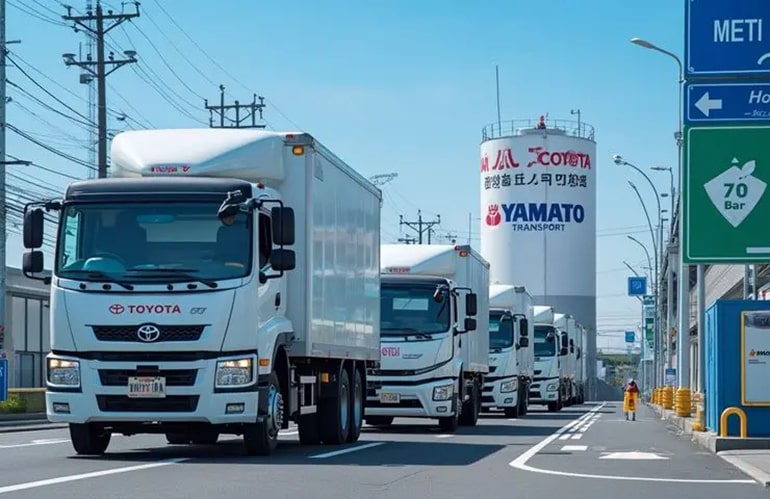 일본에서 테스트를 진행 중인 도요타 수소트럭의 모습. 