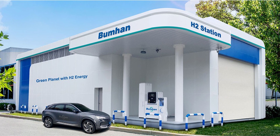 범한퓨얼셀이 구축한 수소충전소의 모습,  2023년말 기준 30개의 충전소를 구축했다. 