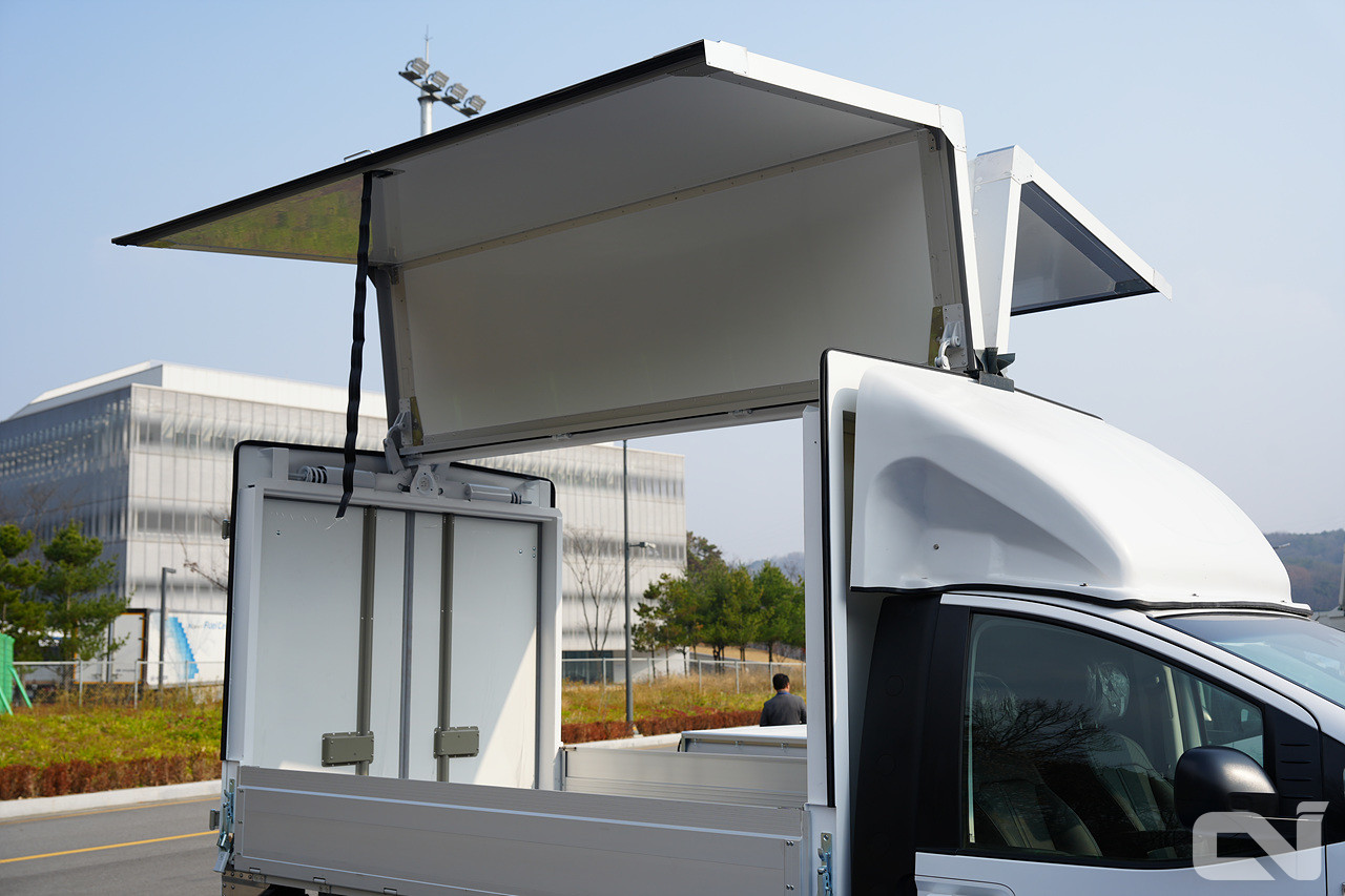 한국쓰리축 ‘ST1 윙바디’는 수동·전동식 개폐 방식을 옵션으로 선택할 수 있으며, 고객 요구에 따라 다양한 크기로 제작할 수 있다.